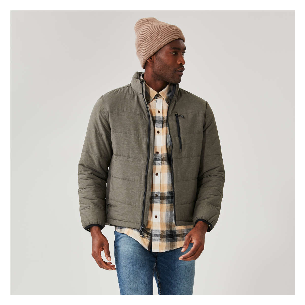 Grey puffy jacket on sale